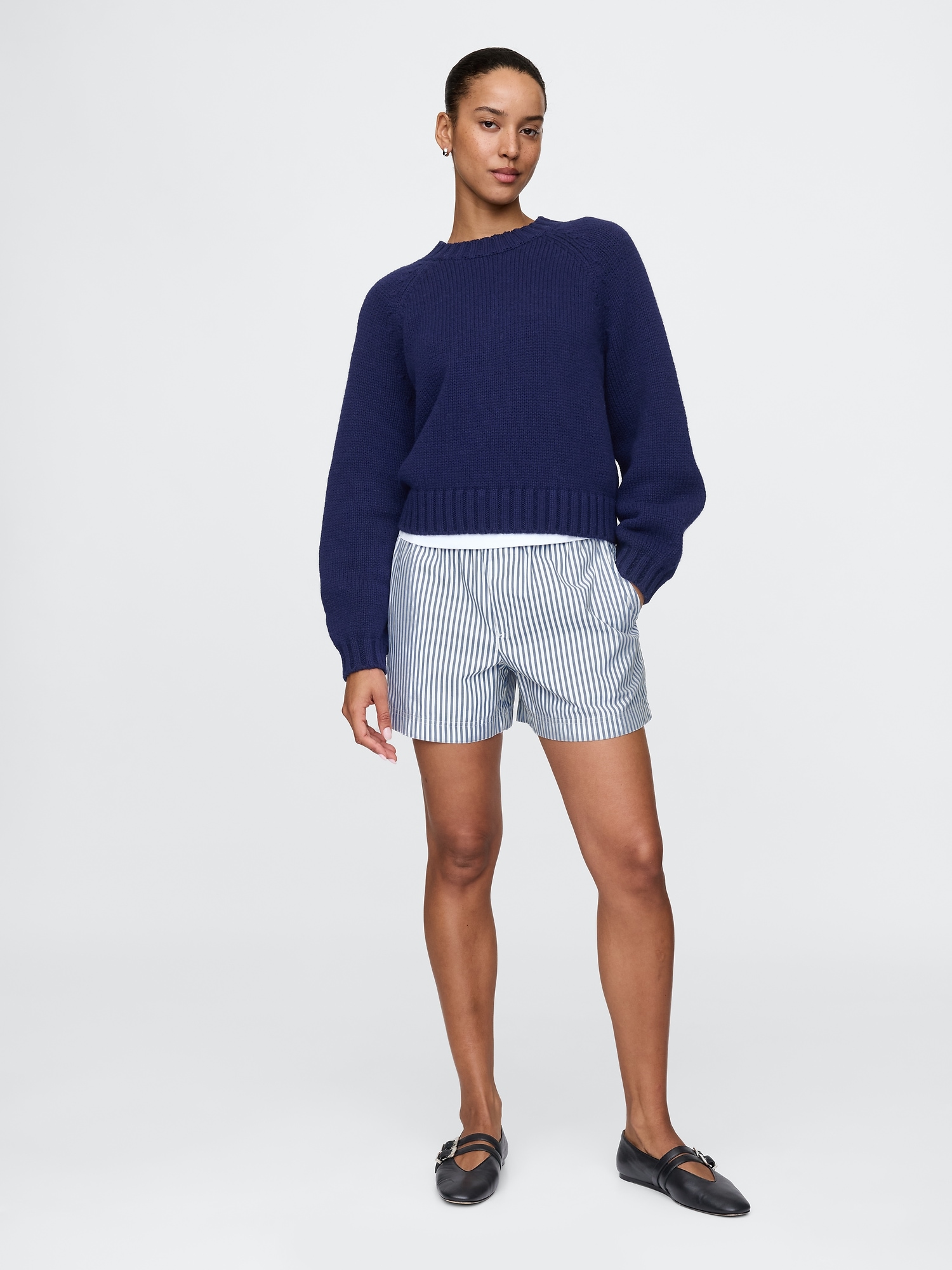 Organic Cotton Striped Poplin Shorts