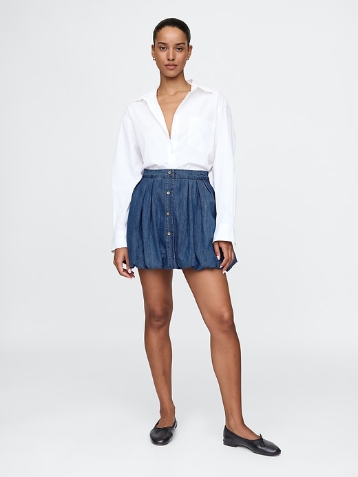 Image number 1 showing, Denim Bubble Mini Skirt