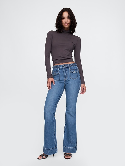 Image number 1 showing, High Rise Braided &#39;70s Flare Jeans