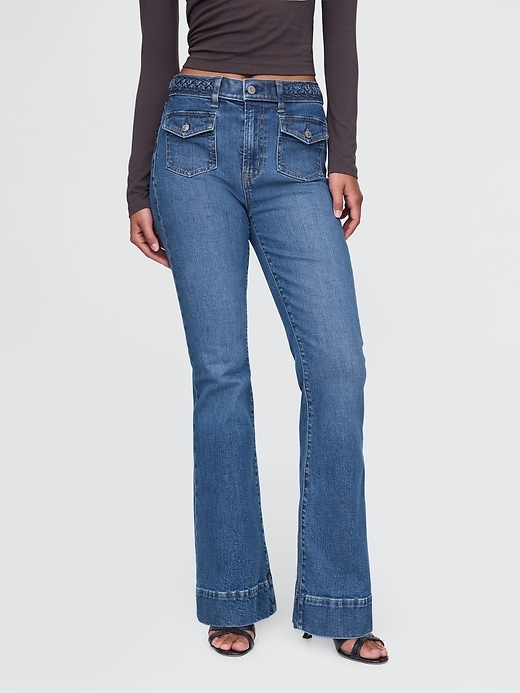 Image number 2 showing, High Rise Braided &#39;70s Flare Jeans