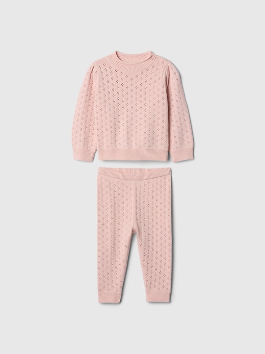 Image number 1 showing, Baby Pointelle Puff Sleeve Sweater Set