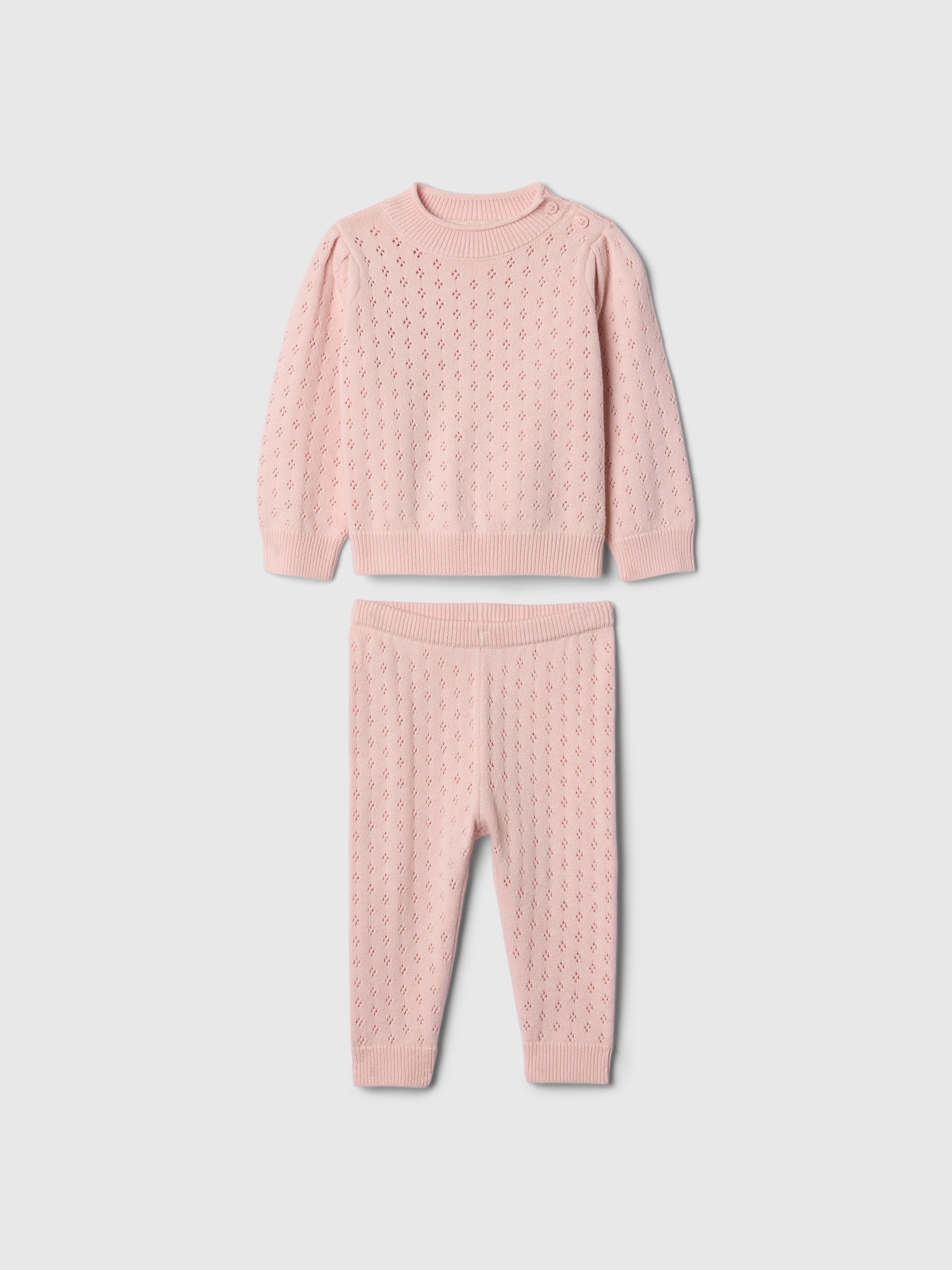 Baby Pointelle Puff Sleeve Sweater Set