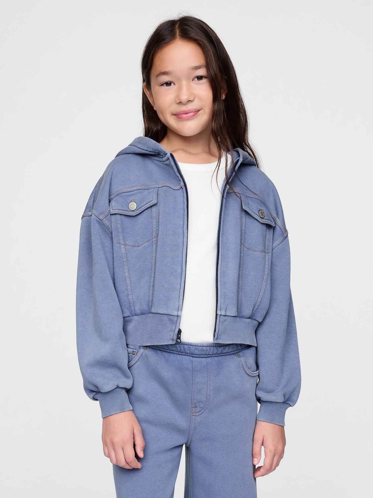 Kids Vintage Soft Cropped Zip Hoodie