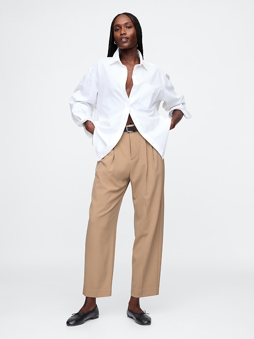 Image number 1 showing, 365 High Rise Brushed Twill Pleated Taper Trousers