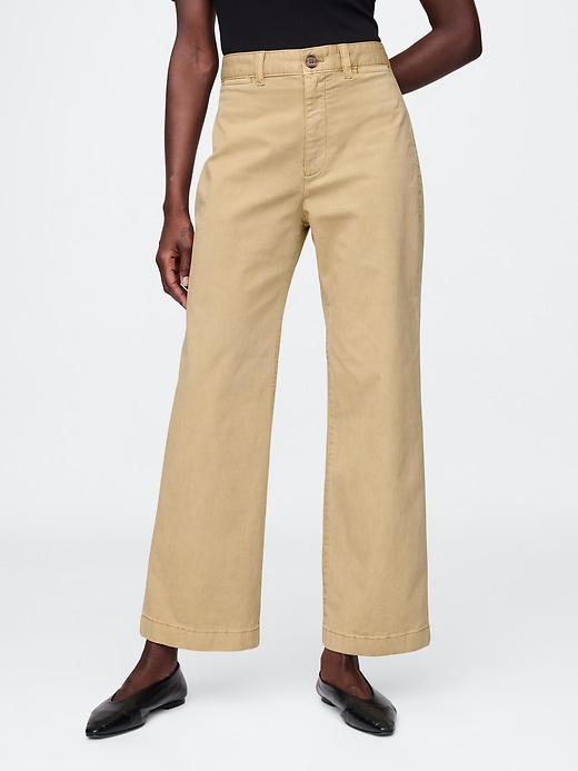 Image number 2 showing, High Rise Stride Wide-Leg Ankle Khakis