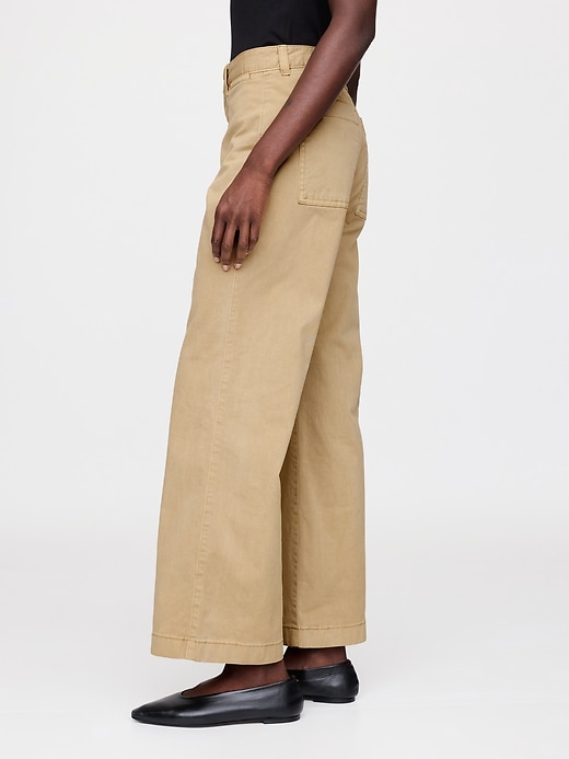 Image number 3 showing, High Rise Stride Wide-Leg Ankle Khakis