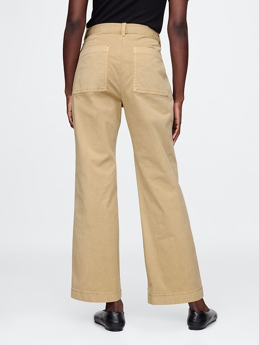 Image number 4 showing, High Rise Stride Wide-Leg Ankle Khakis