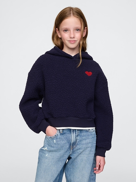 Image number 1 showing, Kids Sherpa Cropped Hoodie