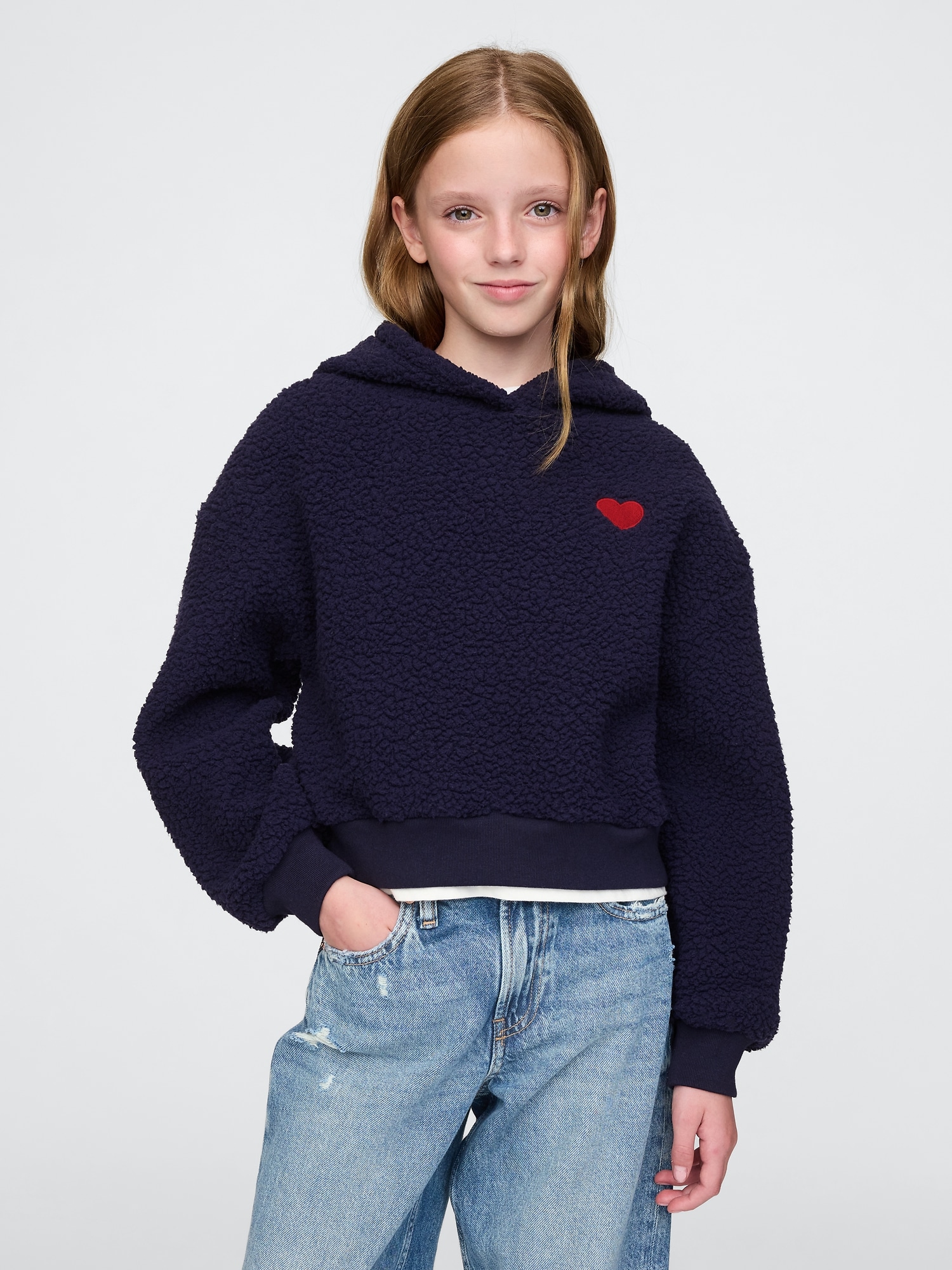 Kids Sherpa Cropped Hoodie