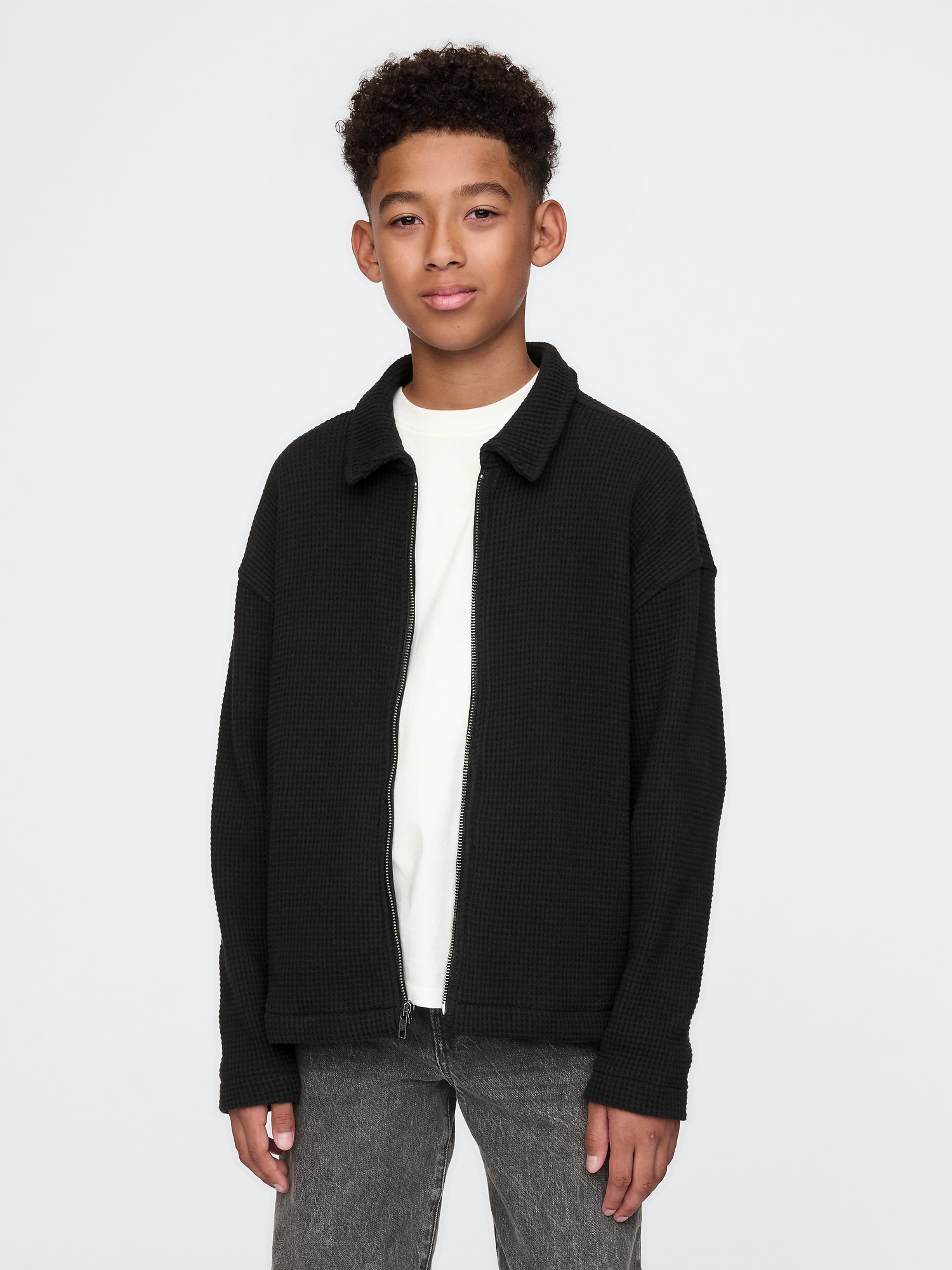 Kids Waffle Zip Shirt Jacket | Gap