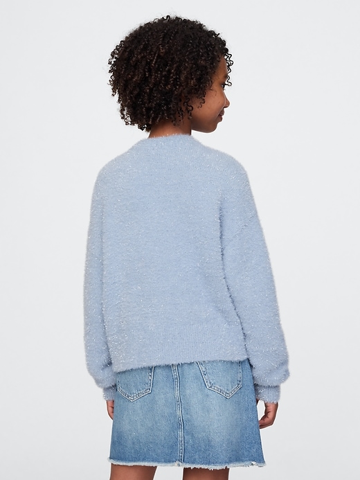 Image number 2 showing, Kids Fuzzy Metallic Crewneck Sweater