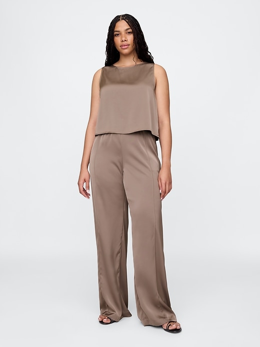 Image number 5 showing, Mid Rise Recycled Satin Seamed Pants