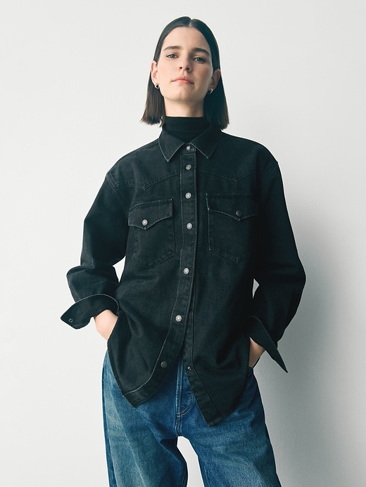 Image number 6 showing, Denim Western Shirt Jacket