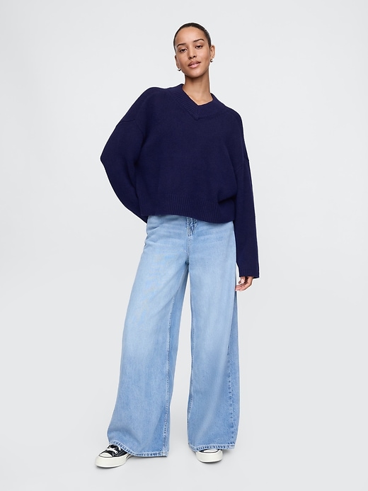 Image number 4 showing, CashSoft Oversized V-Neck Sweater