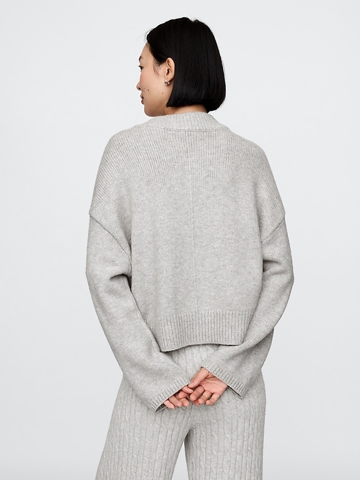 Image number 3 showing, CashSoft Cropped High V-Neck Sweater