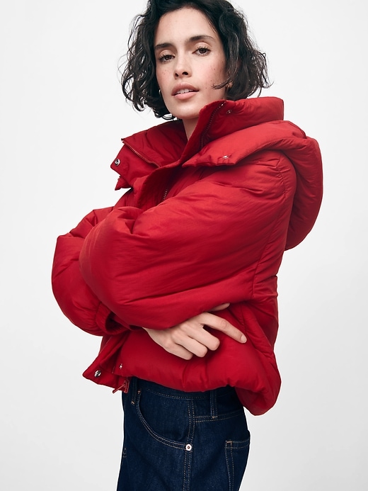 Image number 6 showing, Cropped Duvet Wrap Puffer Jacket