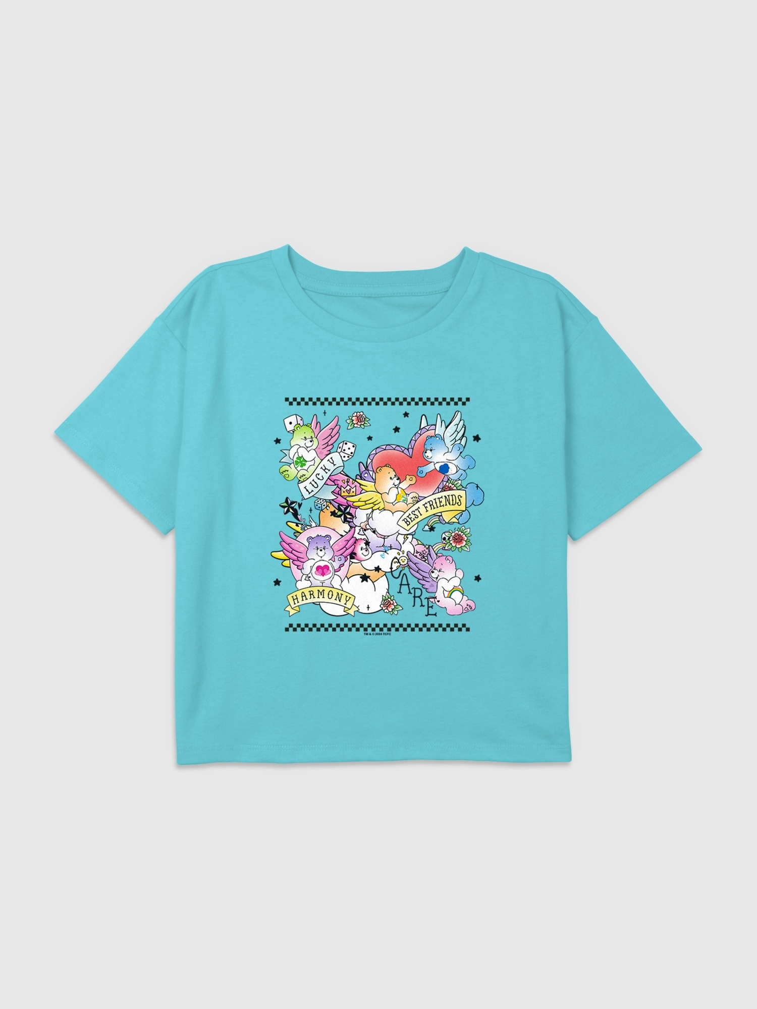 Kids Care Bears Tattoo Flash Graphic Boxy Crop T-Shirt