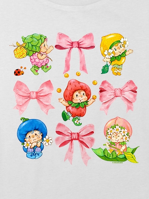 Image number 2 showing, Kids Strawberry Shortcake Berrykin Bows Graphic Boxy Crop T-Shirt