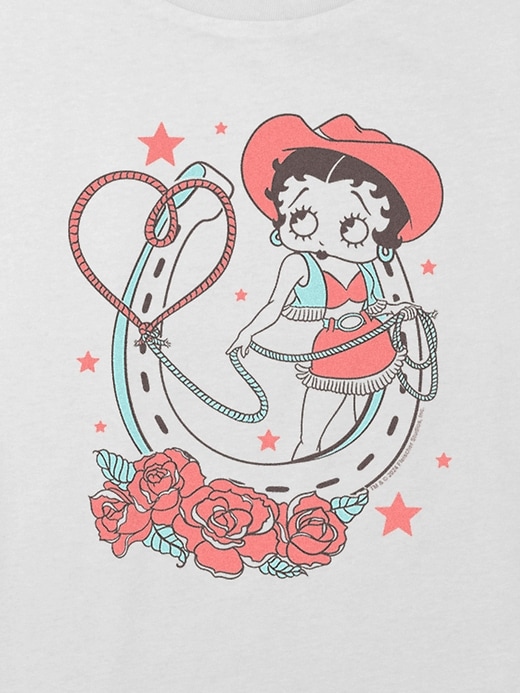 Image number 2 showing, Kids Betty Boop Cowgirl Graphic Boxy Crop T-Shirt