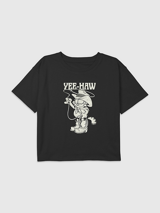 Image number 1 showing, Kids Garfield Yee-Haw Graphic Boxy Crop T-Shirt