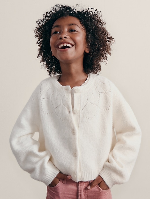 Image number 6 showing, Kids Cropped Pointelle Heart Cardigan