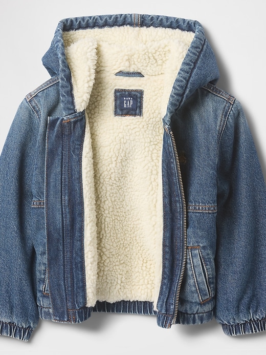 Image number 3 showing, babyGap Sherpa-Lined Hooded Denim Jacket