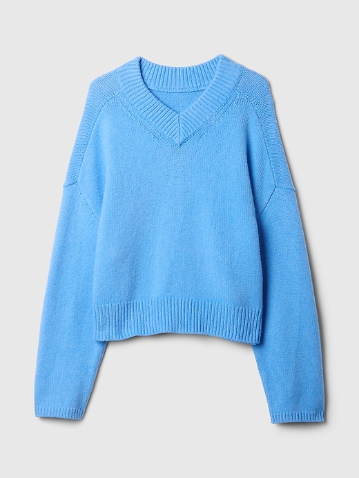 Image number 6 showing, CashSoft Cropped High V-Neck Sweater