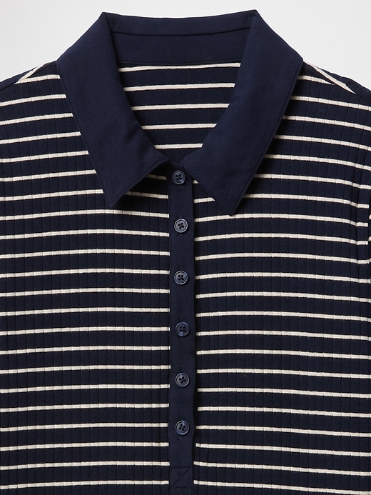 Image number 4 showing, Modern Wide Rib Cropped Polo Shirt