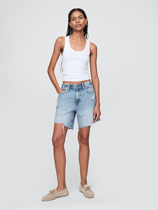 Image number 1 showing, 8" Mid Rise '90s Loose Denim Bermuda Shorts