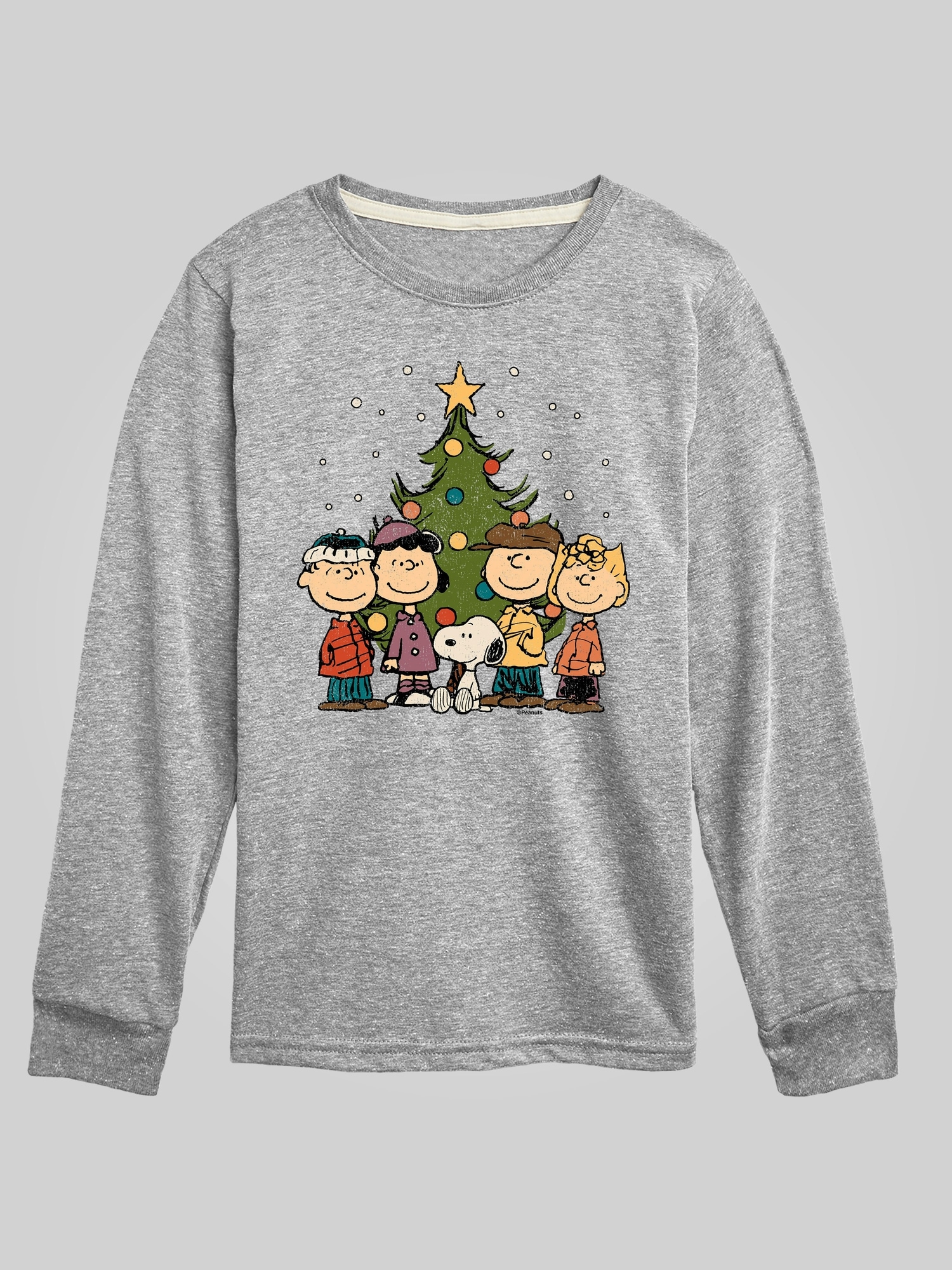 Kids Peanuts Snoopy and Friends Christmas Tree Long Sleeve Graphic Tee