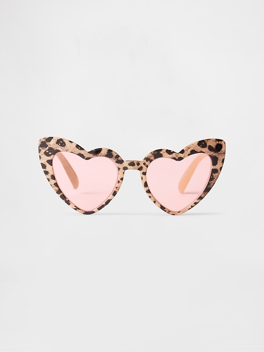 View large product image 1 of 1. Toddler Recycled Leopard Heart Sunglasses