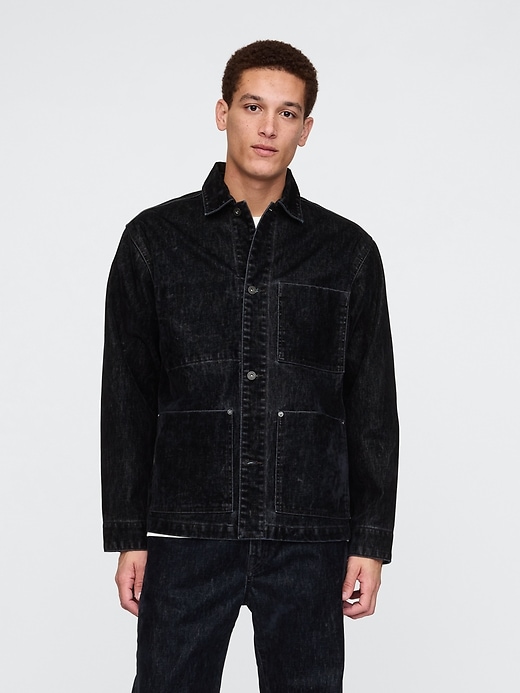 Image number 1 showing, Flocked Denim Chore Jacket