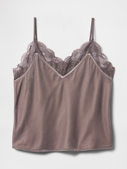 Image number 5 showing, Recycled Velvet Lace-Trim Cami