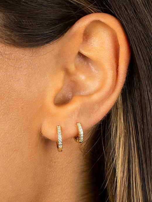 Image number 2 showing, CZ Mini Huggie Earring Combo Set