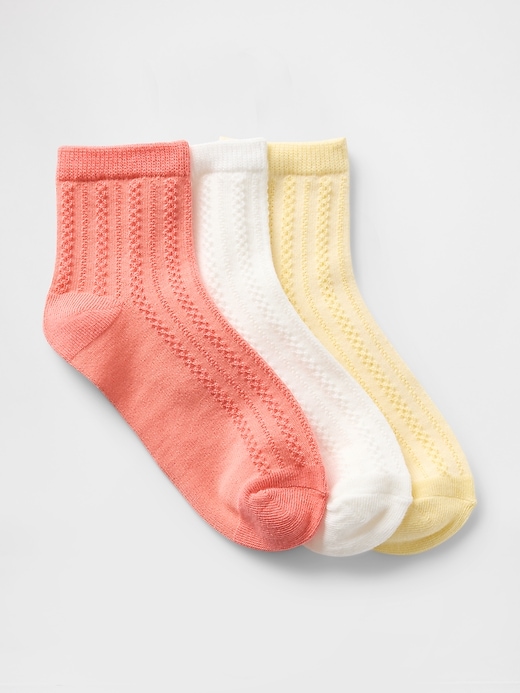 View large product image 1 of 1. Kids Pointelle Quarter Crew Socks (3-Pack)