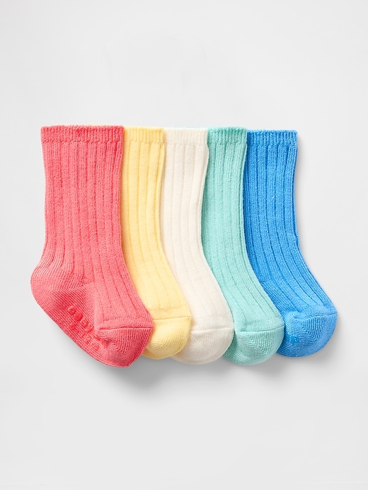 View large product image 1 of 1. Baby Rainbow Rib Crew Socks (5-Pack)