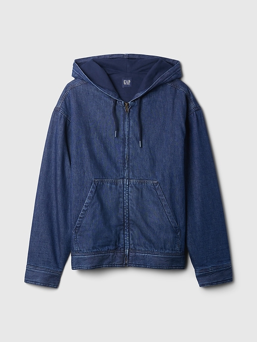 Image number 1 showing, Oversized Lined Denim Hoodie