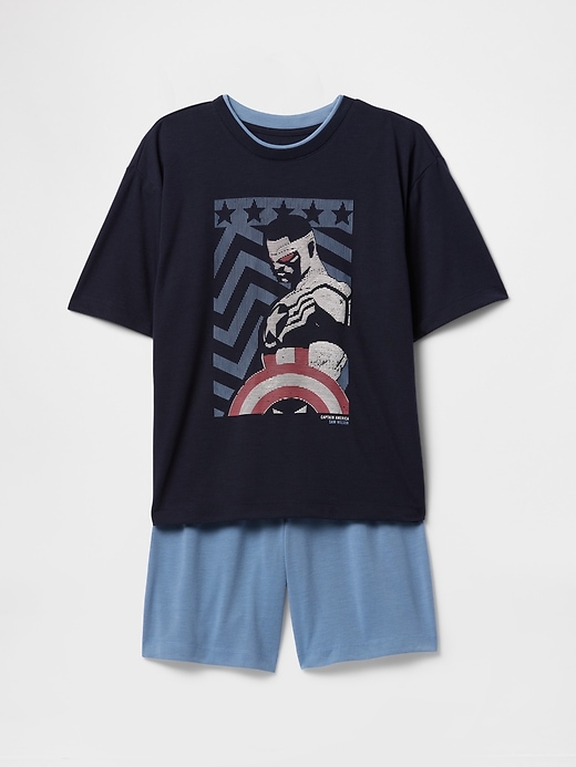 Image number 1 showing, Kids Marvel Captain America Recycled PJ Shorts Set