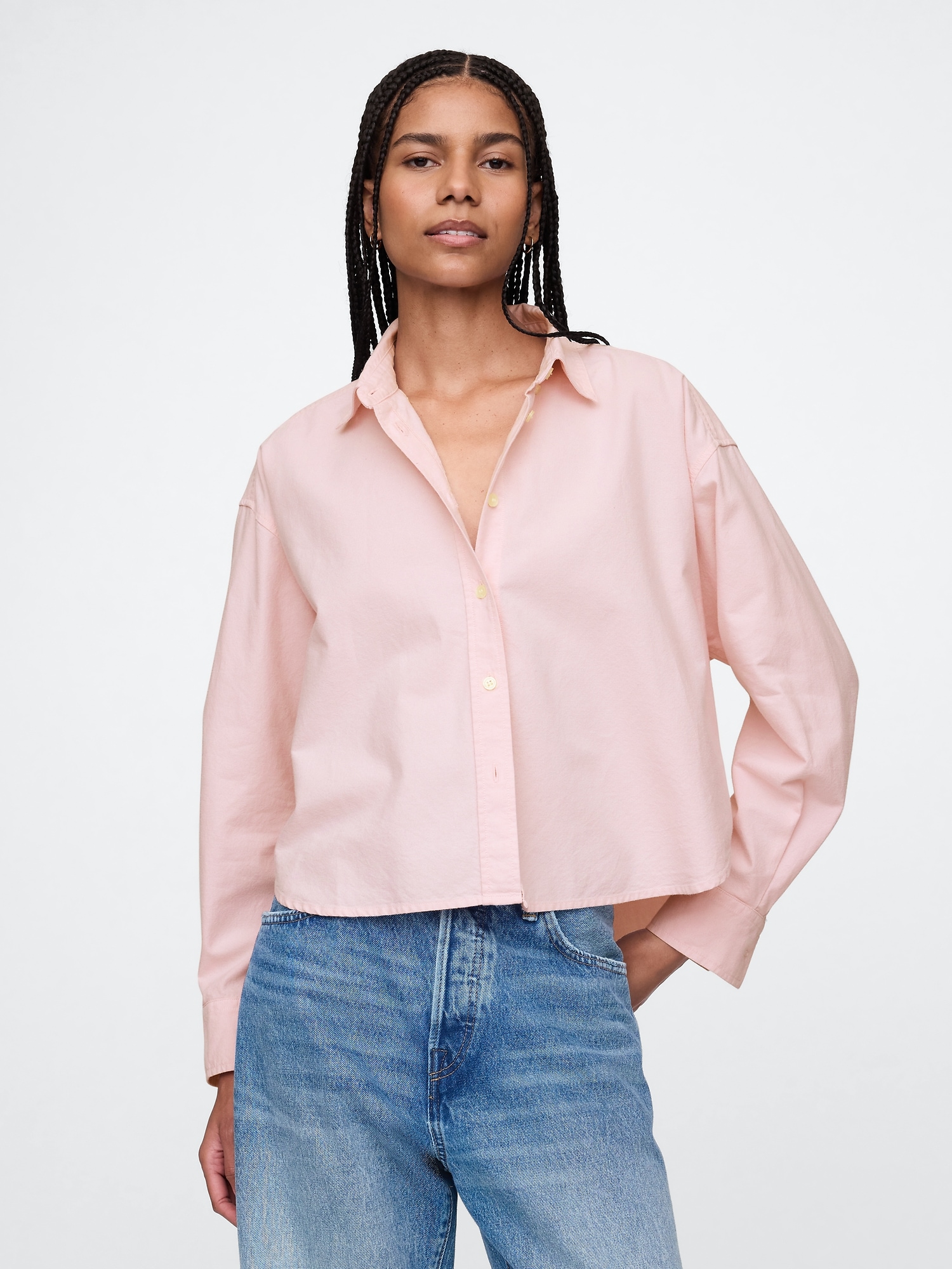 Organic Cotton Oxford Cropped Big Shirt