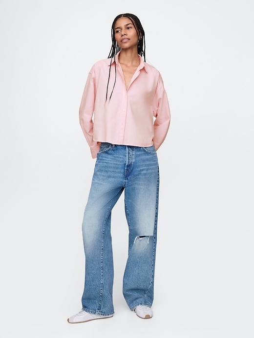 Image number 3 showing, Organic Cotton Oxford Cropped Big Shirt