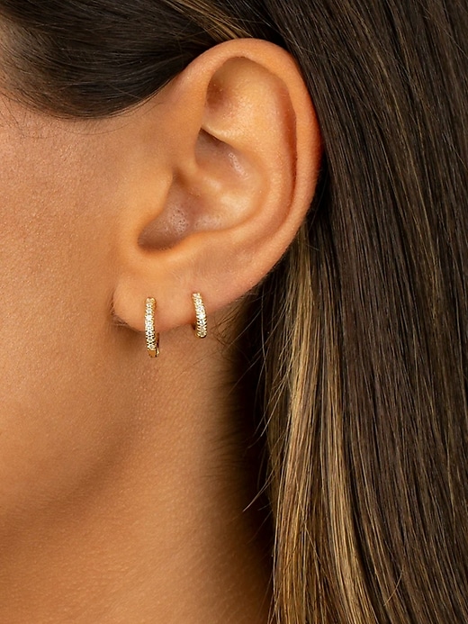 Image number 3 showing, CZ Mini Huggie Earring