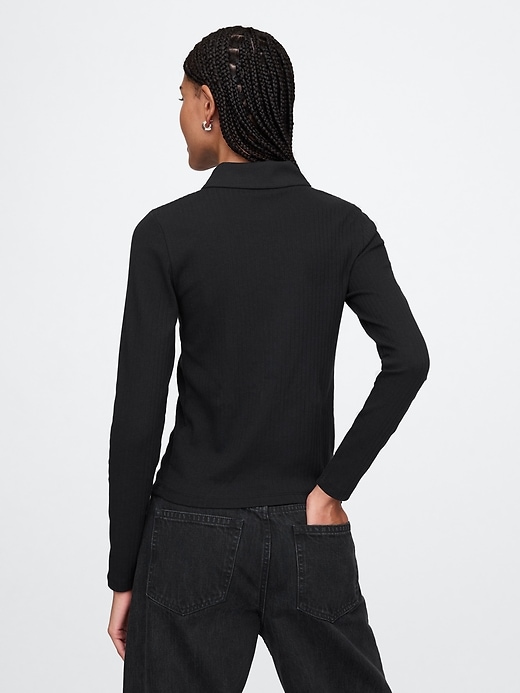 Image number 2 showing, Modern Wide Rib Cropped Polo Shirt