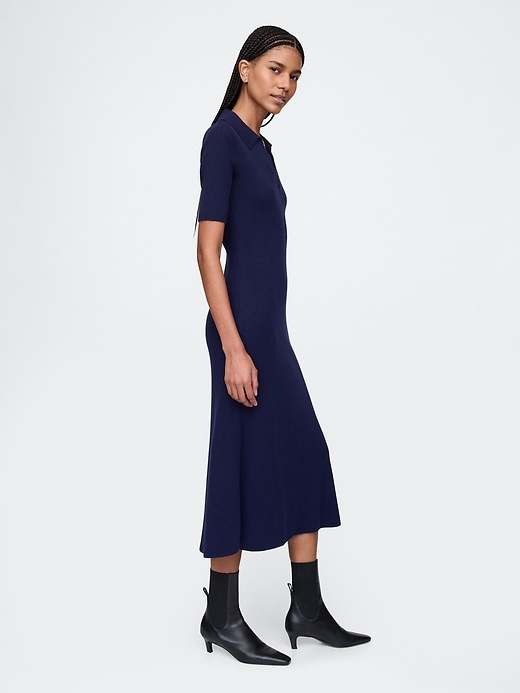 Image number 3 showing, CashSoft Rib Maxi Polo Sweater Dress