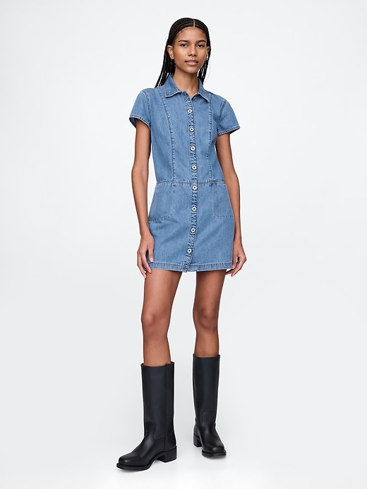 Image number 1 showing, UltraSoft Denim Mini Shift Dress