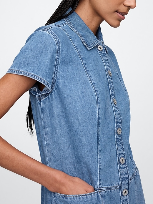 Image number 4 showing, UltraSoft Denim Mini Shift Dress