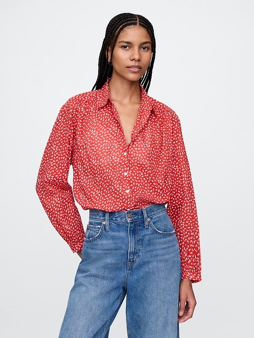 Image number 1 showing, Relaxed Button-Front Shirt