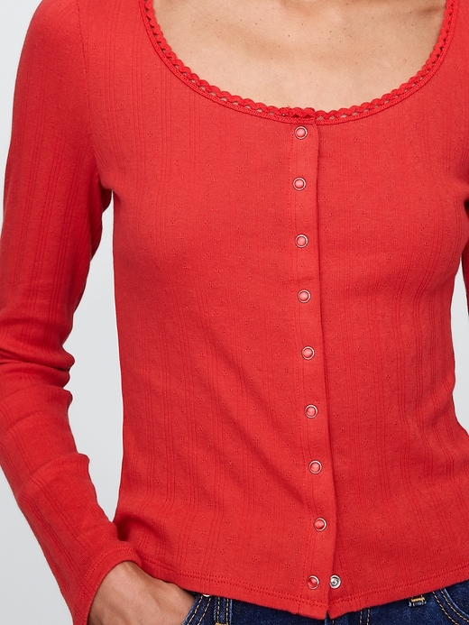 Image number 4 showing, Cropped Pointelle Cardigan