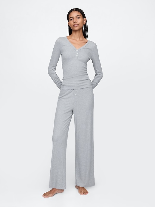 Image number 1 showing, Mini Rib Wide-Leg PJ Pants