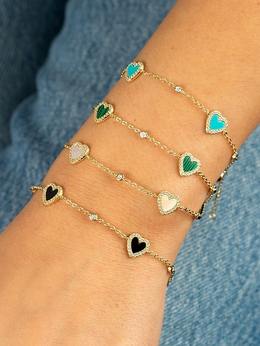 Image number 2 showing, Pave Multi Heart Stone Bracelet