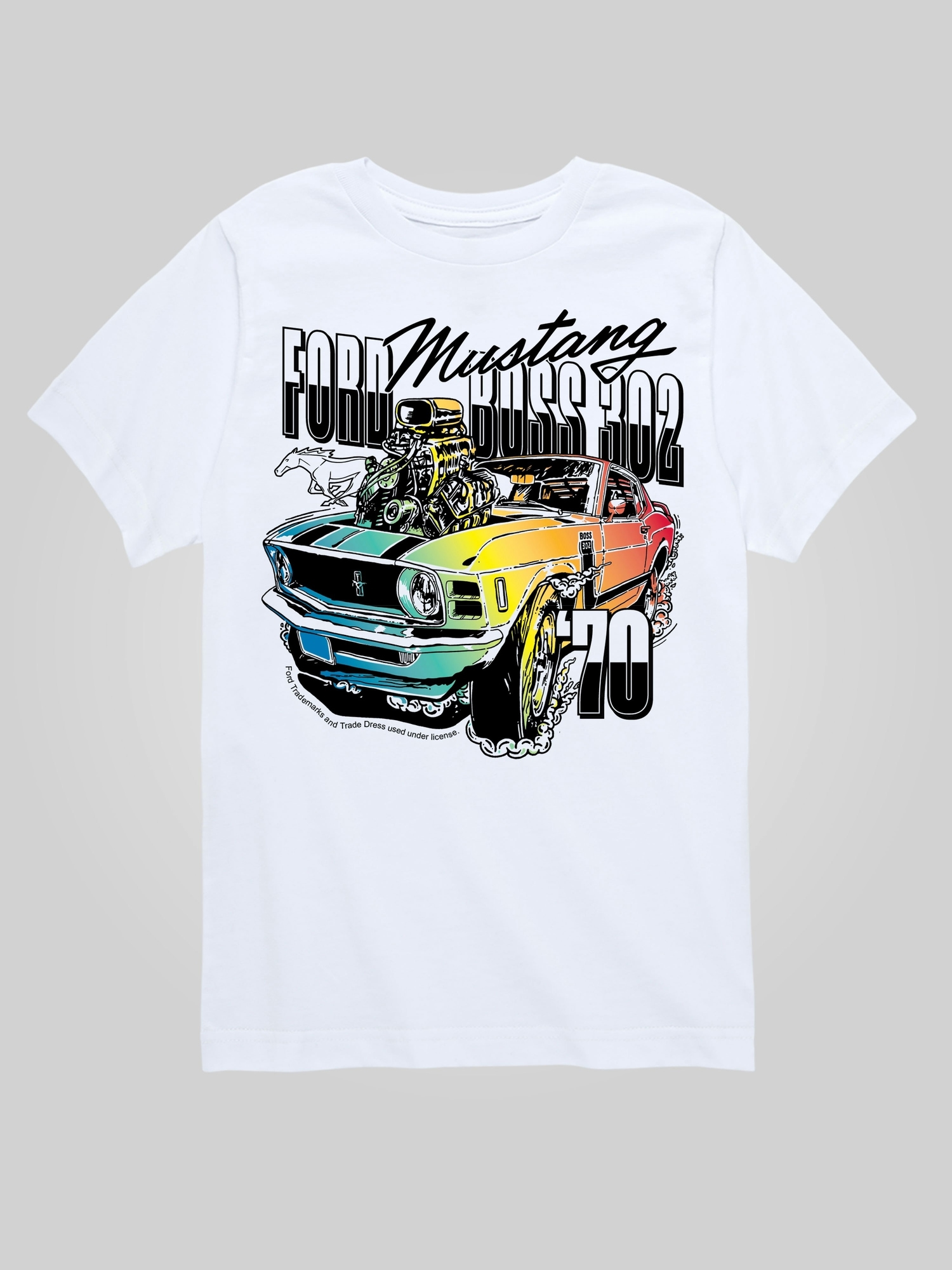 Kids Ford 1970 Ford Mustang Rainbow Short Sleeve Graphic Tee